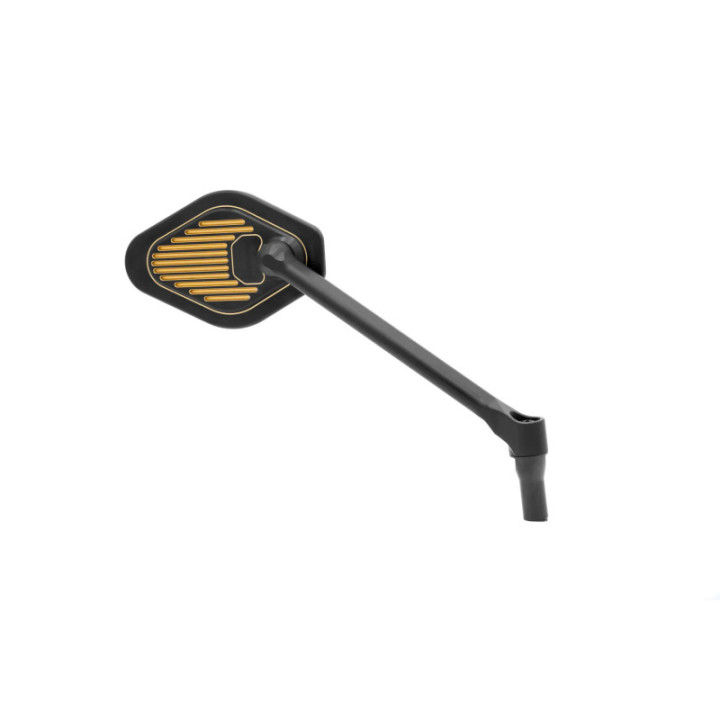 Gilles Tooling Mirror Adjustable Long Stem Black & Gold Right