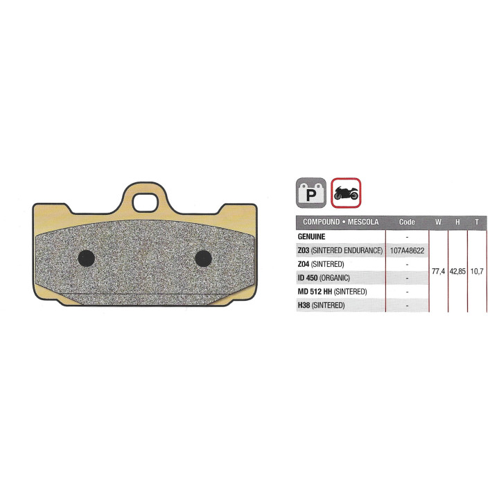 Brembo Z03 107A48622 Bremžu uzliku komplekts