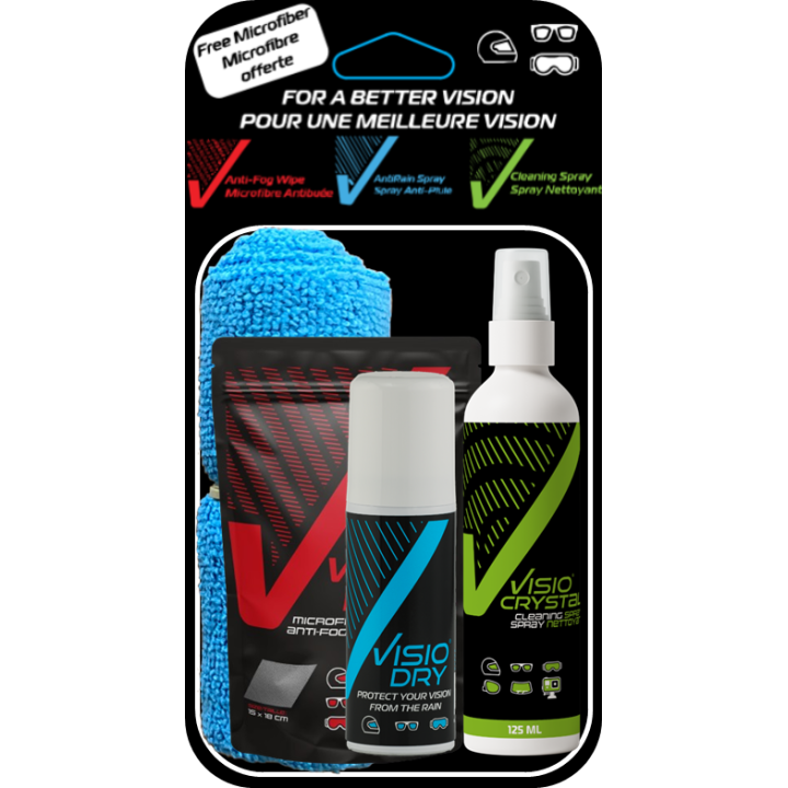 Visiodry bundle - Visiodry 35 ml, Visiocrystal 125 ml, Visiofog, Micro Fiber