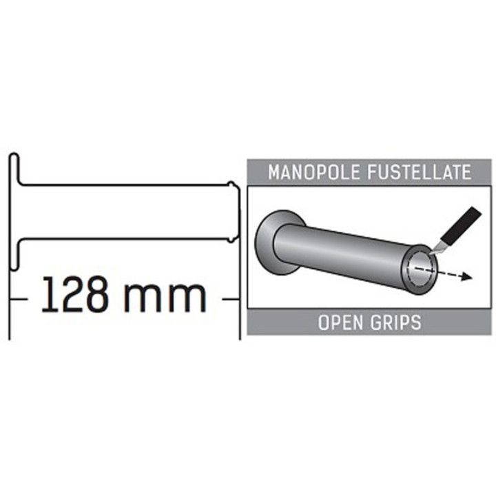 Domino Dakar stūres rokturi, ar atvērtu galu, 128mm